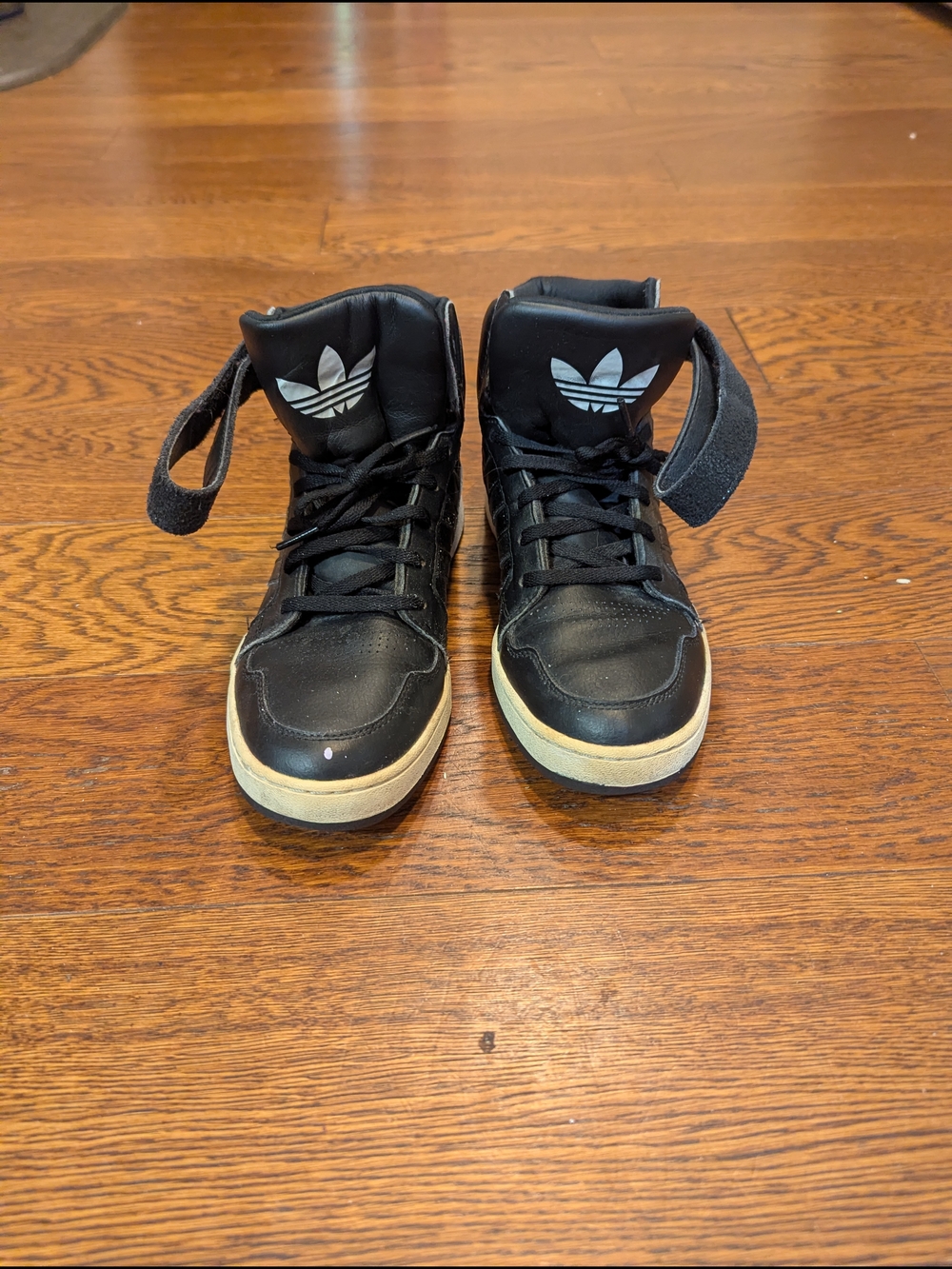 Adidas Women's Black High-Top Sneakers with White Trefoil